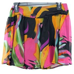 SALE! Colorful Abstract Sheer Pink Orange Short Mini Skirt